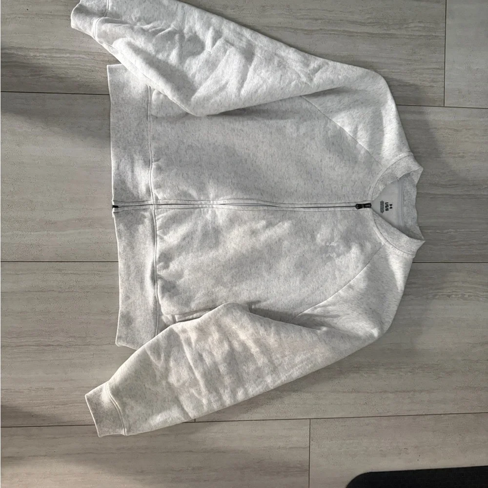 Under Armour Gray Zip-Up Crew Sweatshirt - Picture 3 of 3